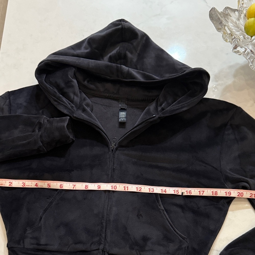 Skims Black Hooded Zip-Up Jacket size Small
